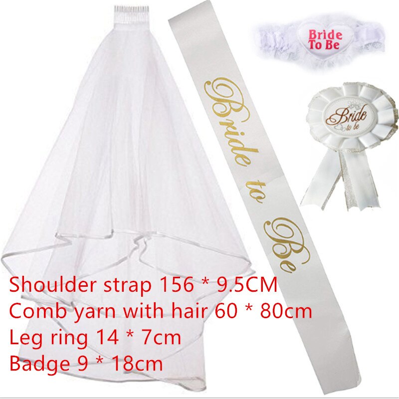 Wedding Decoration Bride To Be Veil Shoulder Strap Badge Set Hen Party Bride Shower Single Party Party Decoration Supplies