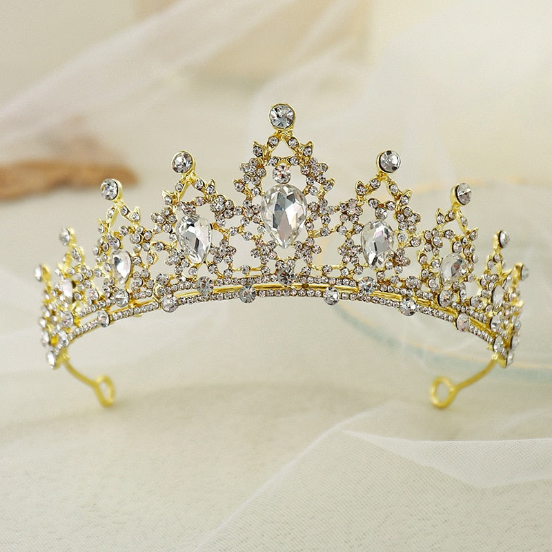 Wedding Hair Tiara Crystal Bridal Tiara Crown Silver Color Diadem Veil Tiaras Wedding Hair Accessories Headpieces Head Jewelry