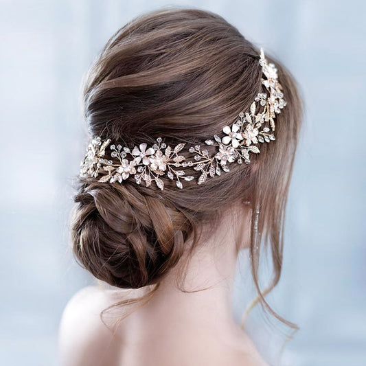 Trendy Bridal Flower Hair Jewellery Crystal Rhinestone Handmade Wedding  Headdress Headband WomanHair Accessories Tiara